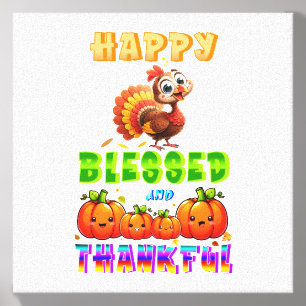 Happy Blessed And Thankful Canvas Photo Tile