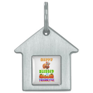 Happy Blessed And Thankful Pet ID Tag