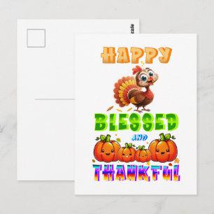 Happy Blessed And Thankful Postcard