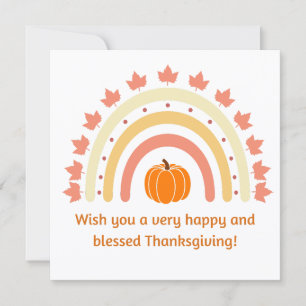 happy blessed thanksgiving pumpkin rainbow cute note card