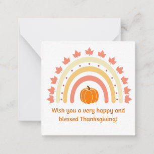 happy blessed thanksgiving pumpkin rainbow cute note card
