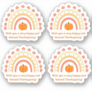 happy blessed thanksgiving pumpkin rainbow fall 4  sticker