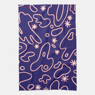 Happy Blobs -Navy Blue, Red & White Kitchen Towel