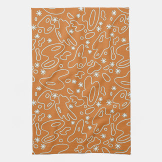 Happy Blobs! -Orange White Teal Kitchen Towel
