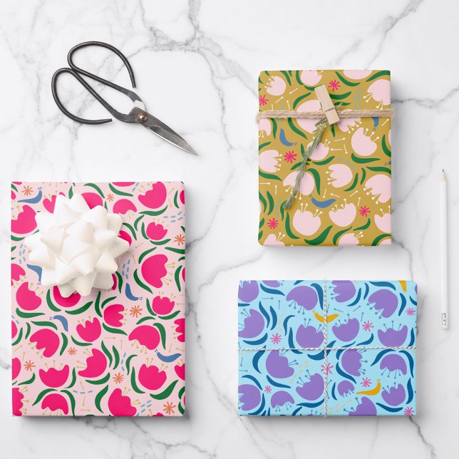 Happy Blooms and Slugs - Wrapping Paper Trio (Creator Uploaded)