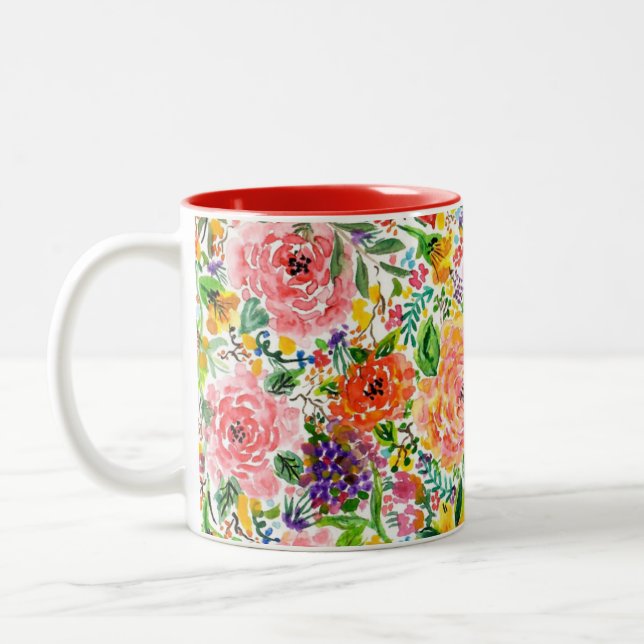 Happy Blooms Two-Tone Coffee Mug (Left)