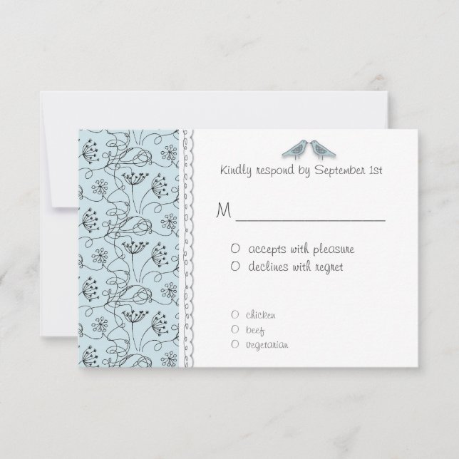 Happy Blue Birds RSVP Response Affordable (Front)