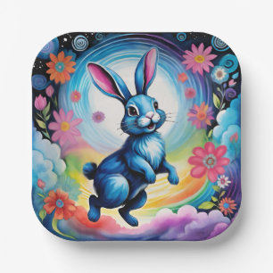 Happy Blue Bunny Dream Joy Paper Plates