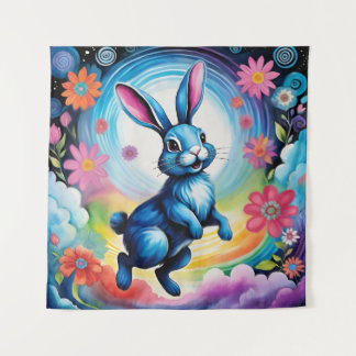 Happy Blue Bunny Dream Joy Tapestry