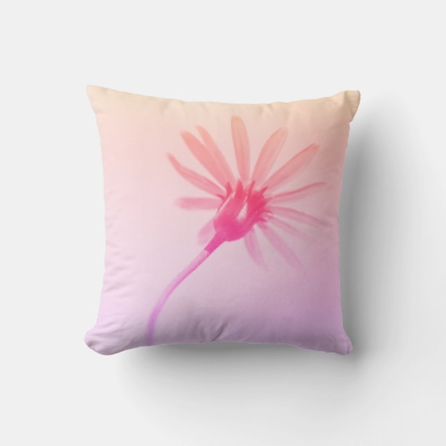 Happy Blue Daisy Flower Cushion Throw Pillow (Front)