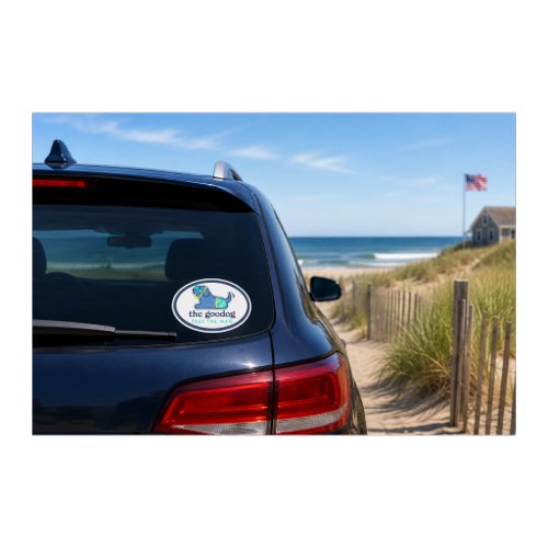 Happy Blue Dog Daisy Print Swimsuit Dog Mom Sticker