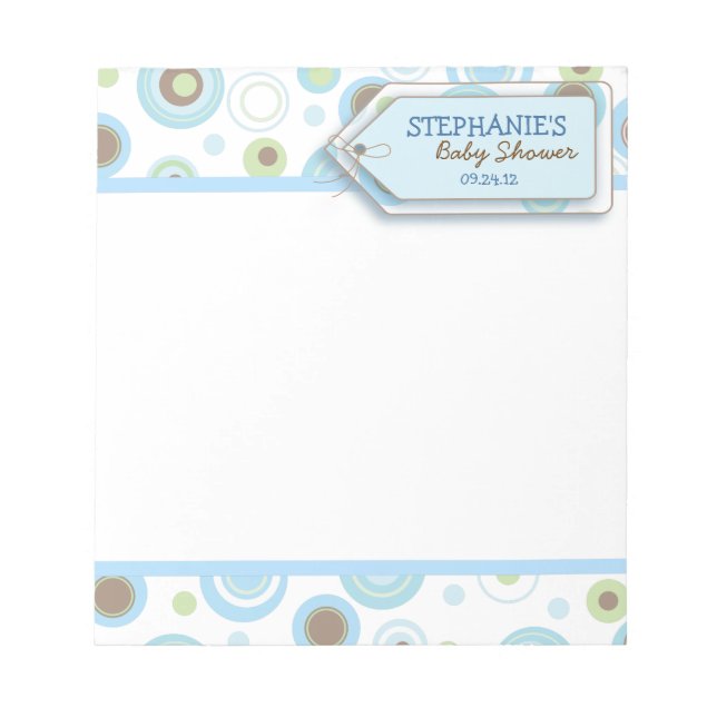 Happy Blue Dots Baby Boy Notepad Shower Favor (Front)