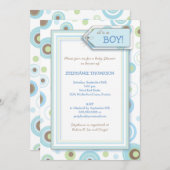 Happy Blue Dots Boy Baby Shower Invitation (Front/Back)
