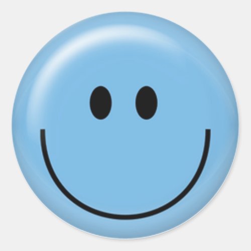 Happy blue face classic round sticker