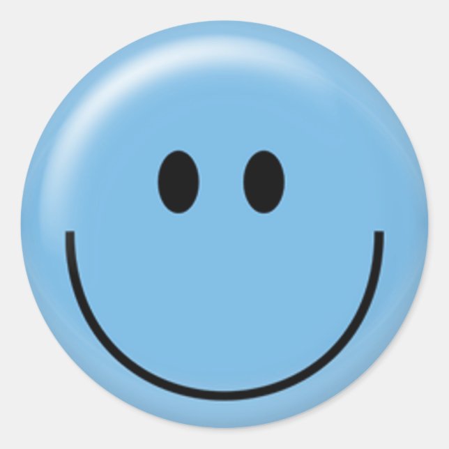 Happy blue face classic round sticker (Front)
