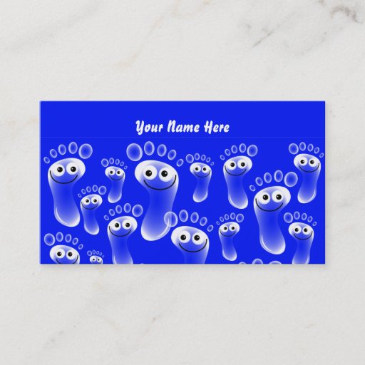 Customizable Happy Blue Feet, Your Name Here Business Card Template