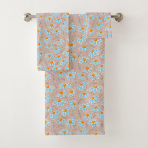 Happy Blue Floral Bath Towel Set