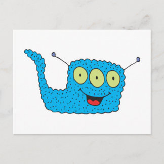happy blue goofy monster postcard
