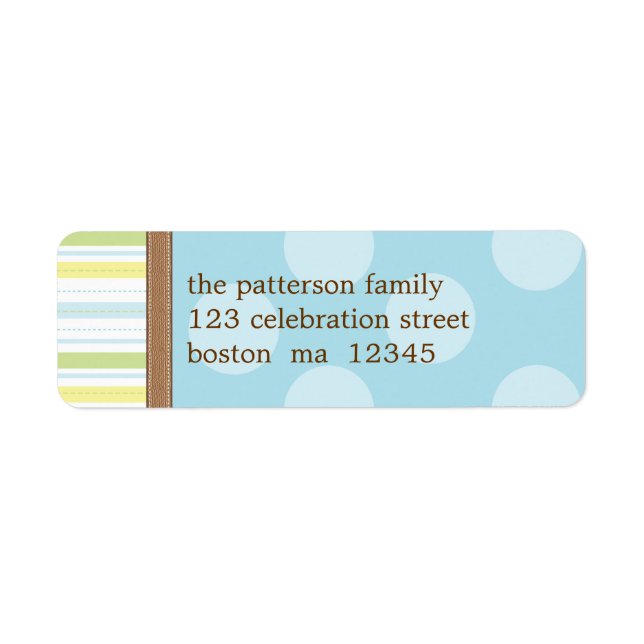 Happy Blue & Green Stripes + Dots Label (Front)