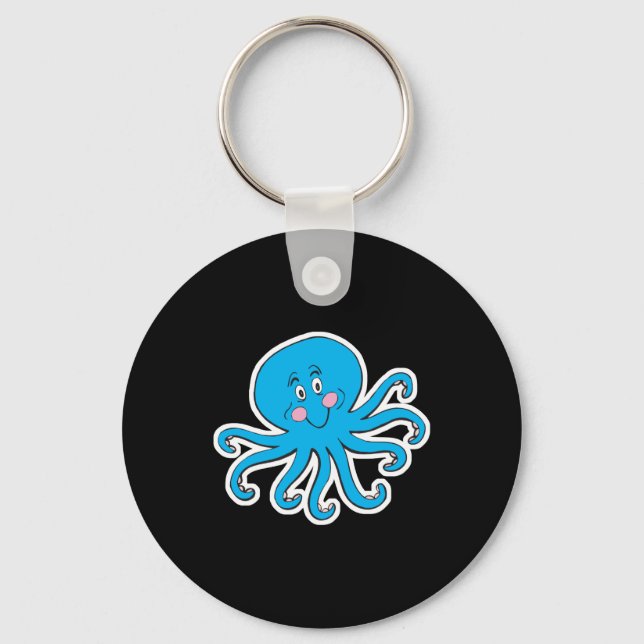 happy blue octopus keychain (Front)