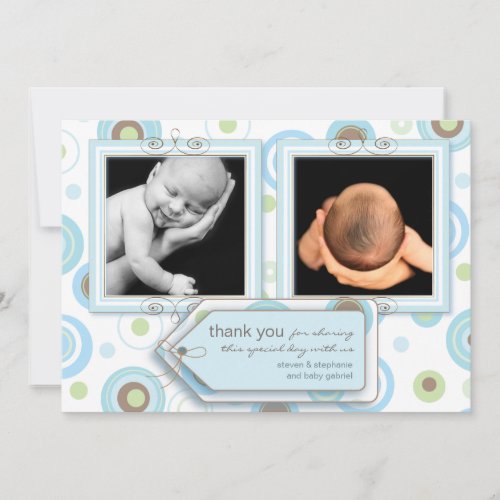 Happy Blue Polka Dot Thank You Photo Card