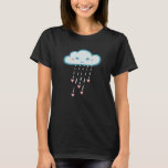 Happy Blue Rain Cloud Raining Pink Hearts T-Shirt
