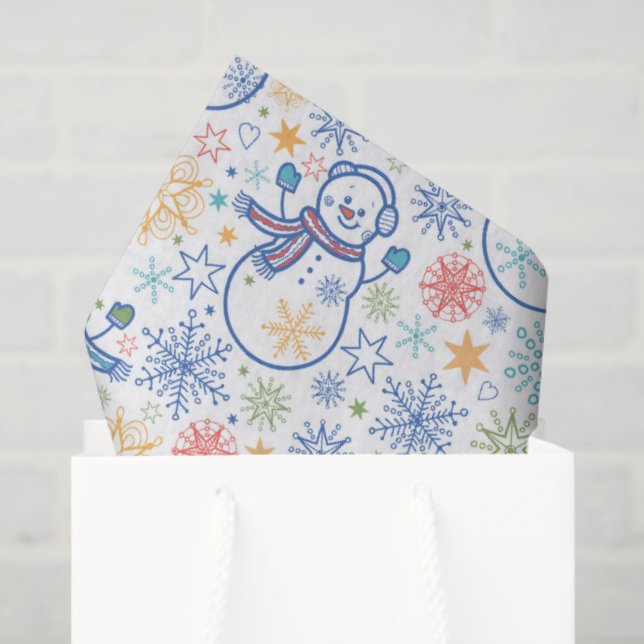 Happy Blue Snowmen Tissue Paper (Gift Bag)