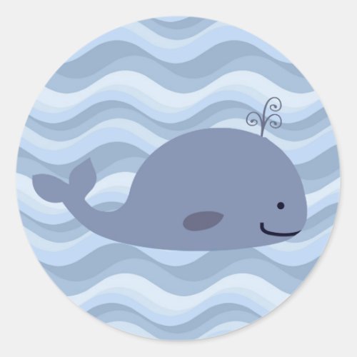 Happy blue whale sticker