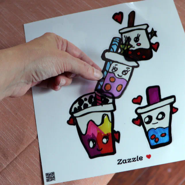 Happy Boba Tea Bubble Teas Bobas Kawaii Sticker | Zazzle