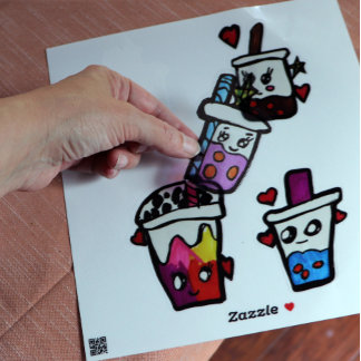 Happy Boba Tea Bubble Teas Bobas Kawaii            Window Cling