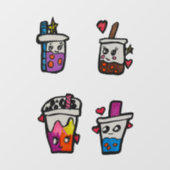 Happy Boba Tea Bubble Teas Bobas Kawaii Window Cling | Zazzle