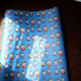 Happy Boba Tea Bubble Teas Bobas Kawaii Wrapping Paper