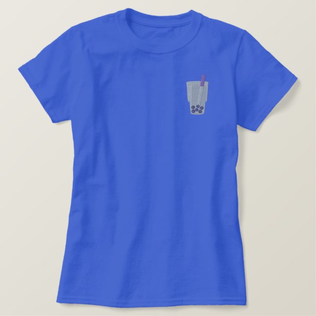 Happy Boba Tea Bubbles Embroidered Tee (Design Front)