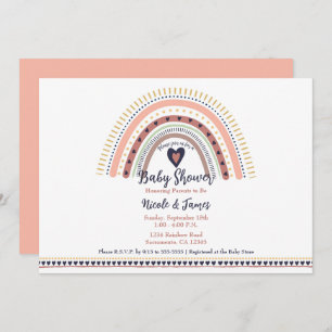 Happy Boho Rainbow Modern Baby Shower Invitation