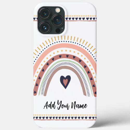 Happy Boho Rainbow Modern Minimal Trendy Chic iPhone 13 Pro Max Case