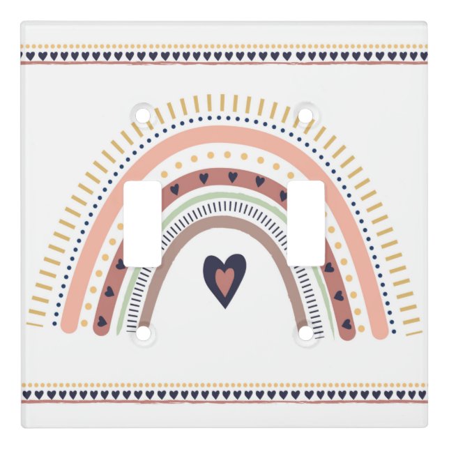 Happy Boho Rainbow Modern Minimal Trendy Chic Light Switch Cover (Front)