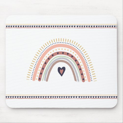 Happy Boho Rainbow Modern Minimal Trendy Chic Mouse Pad