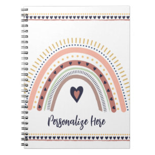 Happy Boho Rainbow Modern Minimal Trendy Chic Notebook