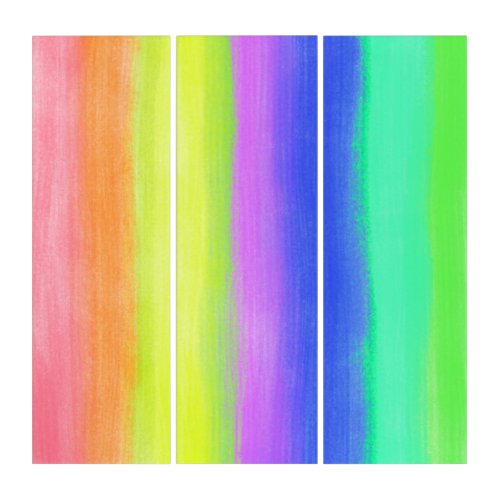 Happy Bold Bright Original Abstract Color Trip V6 Triptych