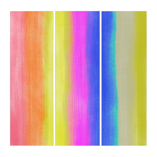Happy Bold Bright Original Abstract Color Trip V8 Triptych