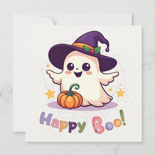  Happy Boo Cute Ghost Flat Card (Front)