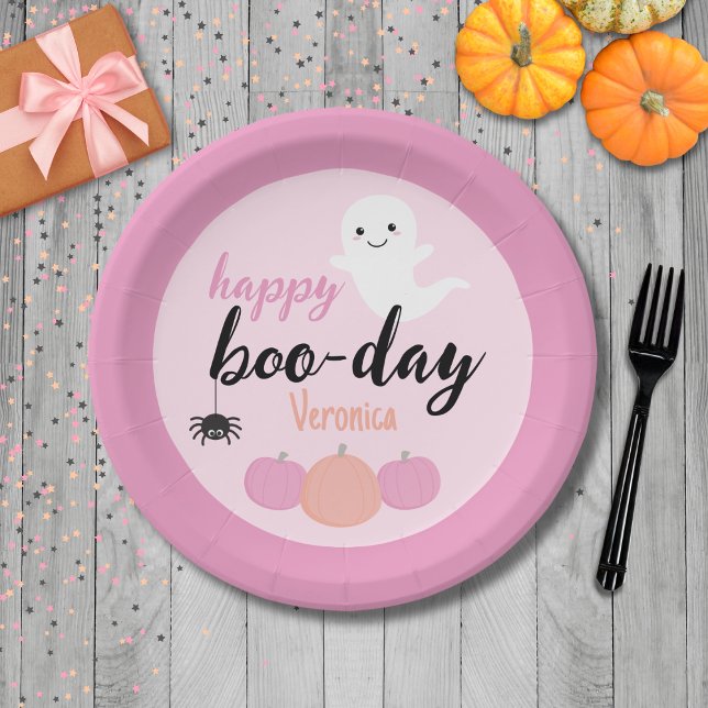 Happy Boo-Day Birthday Paper Plates (Happy Boo-Day Halloween Plate)