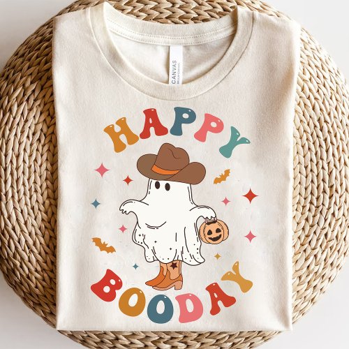 Happy Boo Day Funny Groovy Cowgirl Halloween T_Shirt