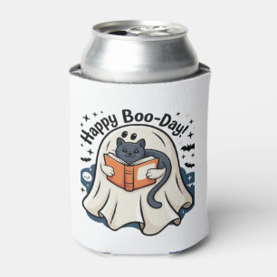 Happy Boo-Day Ghost Cat PNG - Spooky Cute Oversize Can Cooler