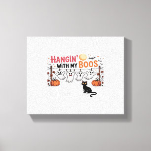 Happy Boo-Day Ghost Cat PNG - Spooky Cute Oversize Canvas Print