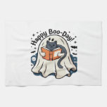 Happy Boo-Day Ghost Cat PNG - Spooky Cute Oversize Kitchen Towel