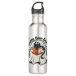 Happy Boo-Day Ghost Cat PNG - Spooky Cute Oversize Stainless Steel Water Bottle