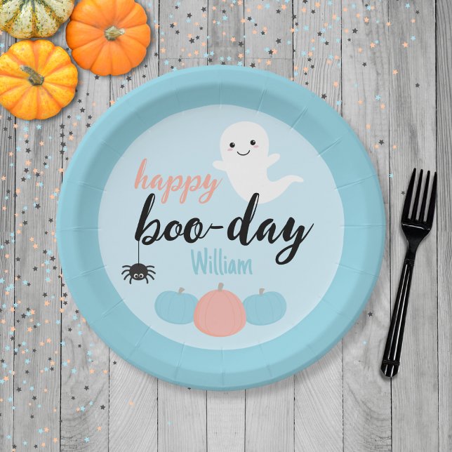 Happy Boo-Day Halloween Birthday Paper Plates (Happy Boo-Day Plate)