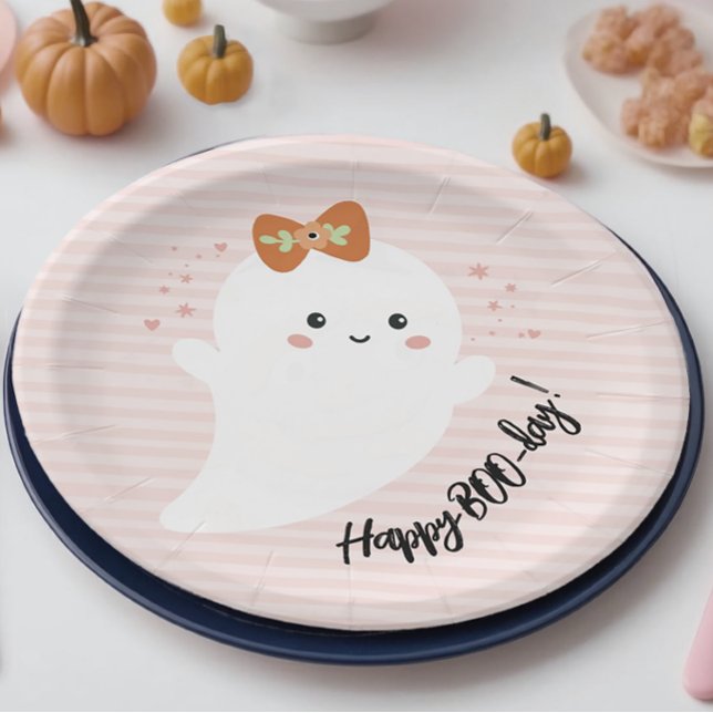 Happy BOO Day Halloween Birthday Paper Plates (Happy Booday Halloween Birthday Party Plate)