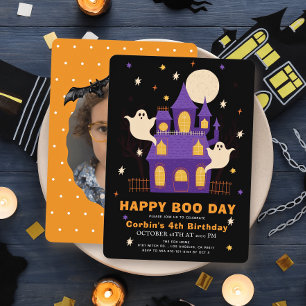 Happy Boo Day Haunted House Ghosts Birthday Photo Invitation